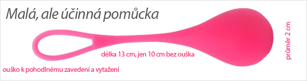 Posílení svalů. Malá, ale účinná pomůcka. Průměr 2 cm, délka 13 cm, praktické ouško jako u tamponu.